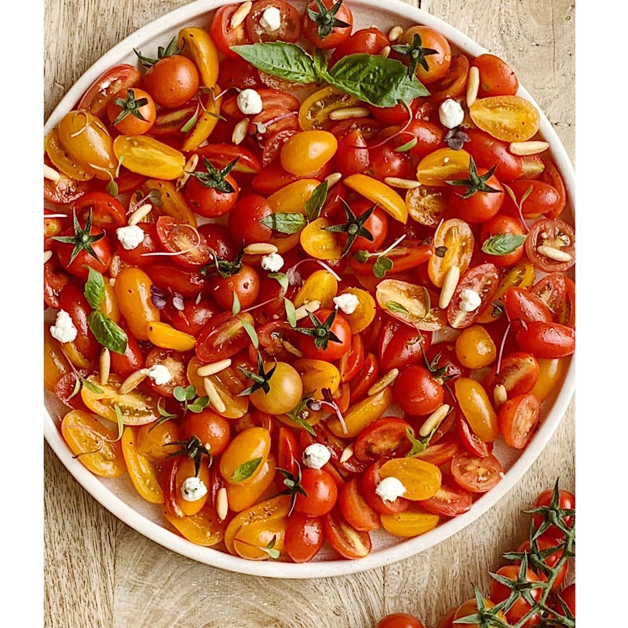 Maarinated Tomatoes with Cheese & Pine Nuts by Simran Tandon