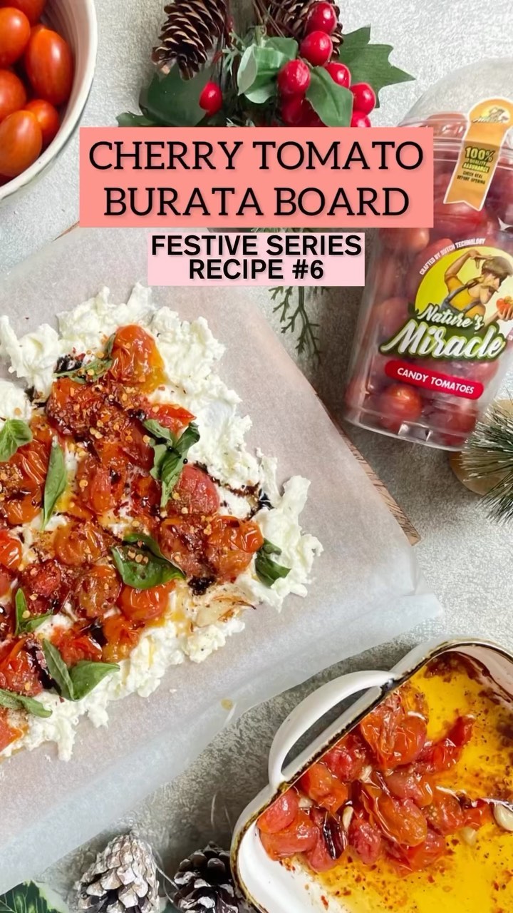 Cherry Tomato Buratta Board by Karishma Mehta