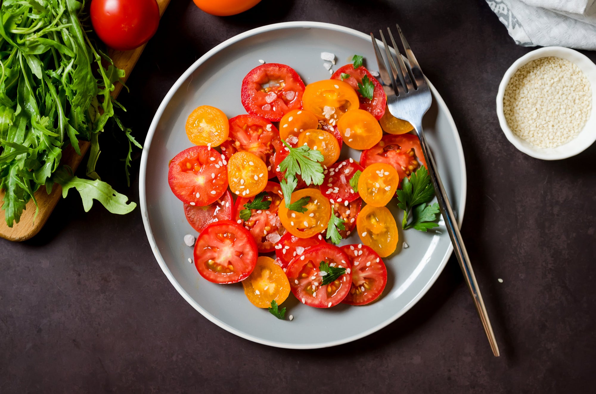 Tomato and Plum Salad With Nori and Sesame
