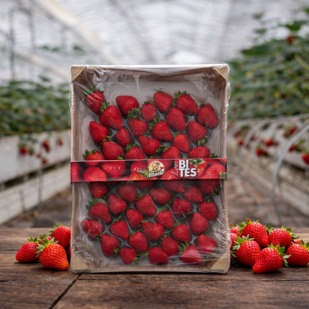 Strawberry Bites – Fresh Premium Strawberries in Wooden Tray Pack